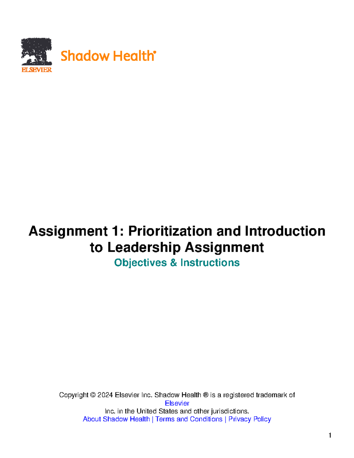 shadow health assignment 1 prioritization and introduction to leadership quizlet