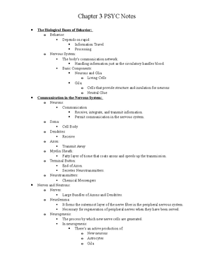 Chapter 3 PSYC Notes - The Biological Bases Of Behavior: O Behavior ...