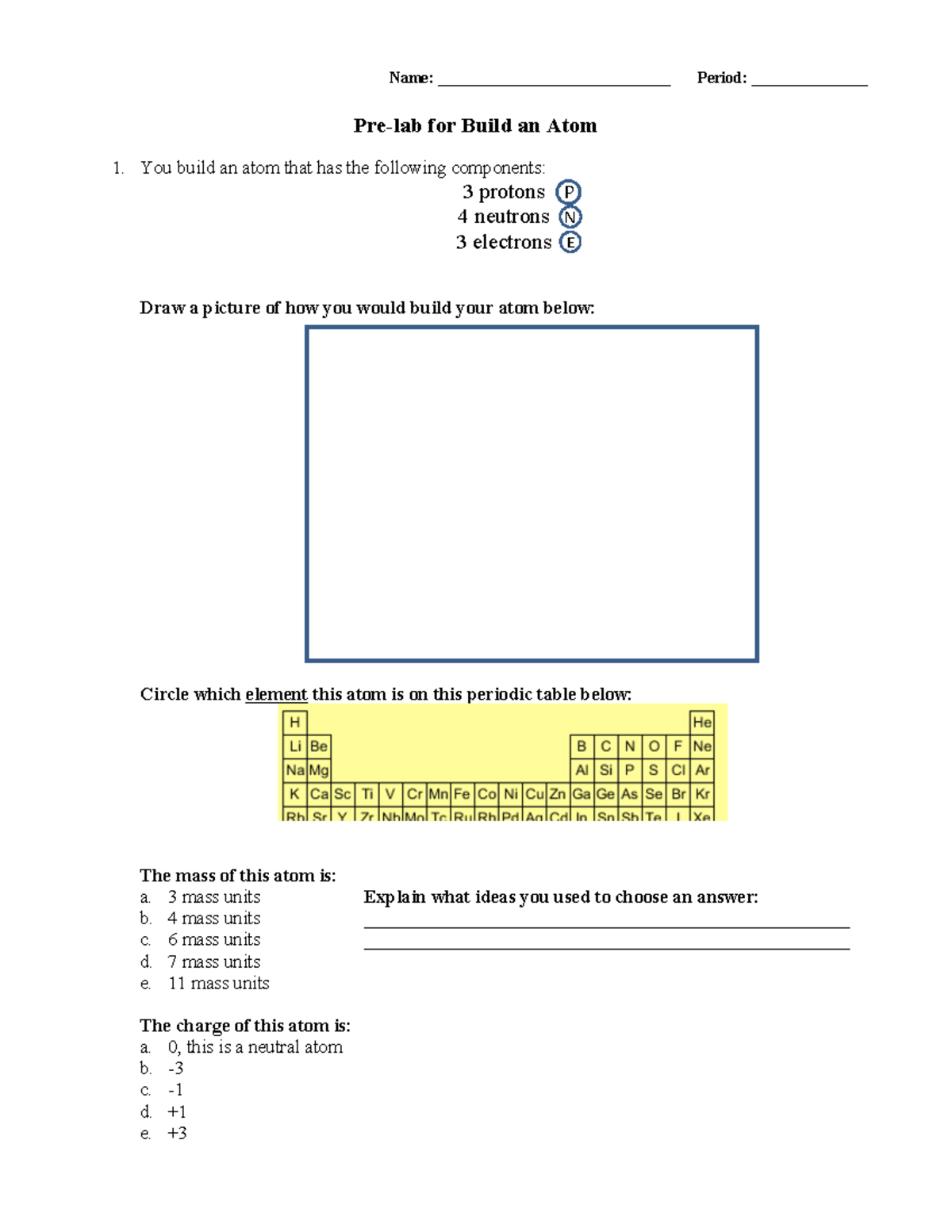 Build an atom p Het - Name: ______________________________ Period ...