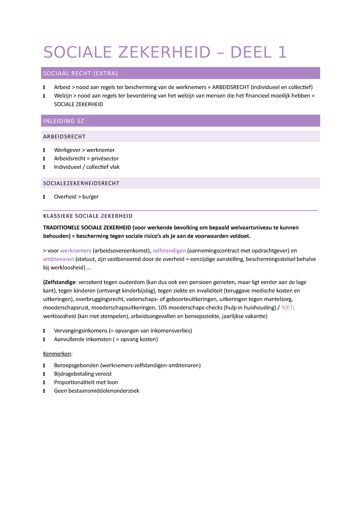 Samenvatting Sociale Zekerheid (semester 1) - 2022 - SOCIALE ZEKERHEID ...