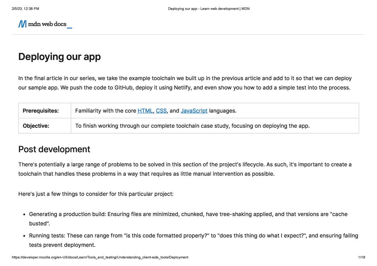 Deploying Our App - Learn Web Development MDN - Deploying Our App In T ...