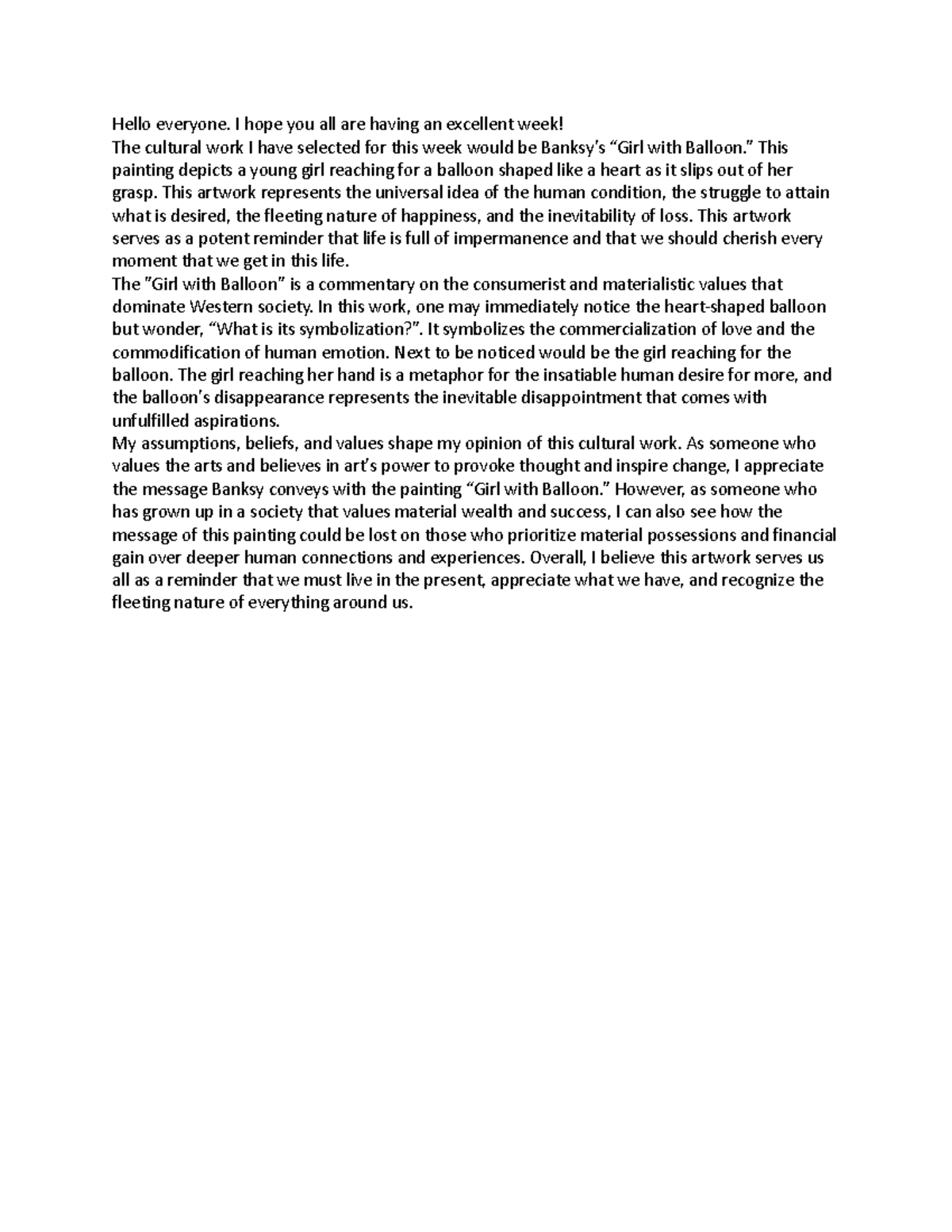 Dis 3 - Discussion - Hello everyone. I hope you all are having an ...