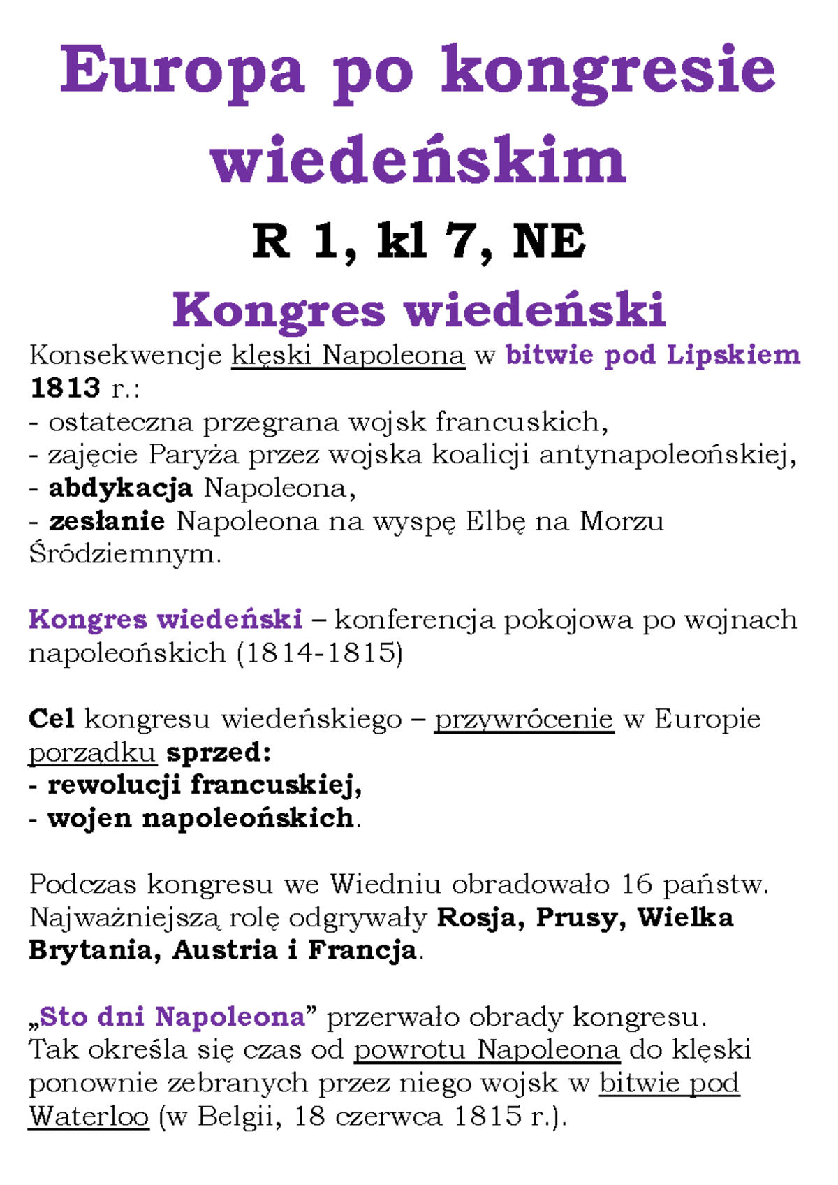 Europa po kongresie wiedeńskim R 1 - Europa po kongresie wiedeńskim R 1