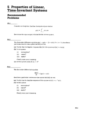 Signals And Systems problem 1 - I Introduction Recommended Problems P1 ...