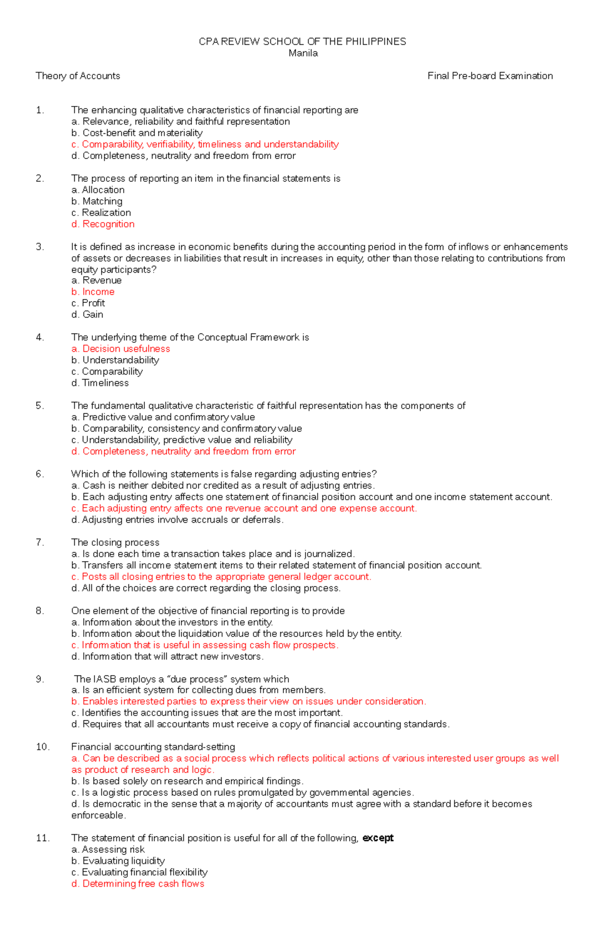 THEORY OF ACCOUNTS - CPA REVIEW SCHOOL OF THE PHILIPPINES Manila Theory ...