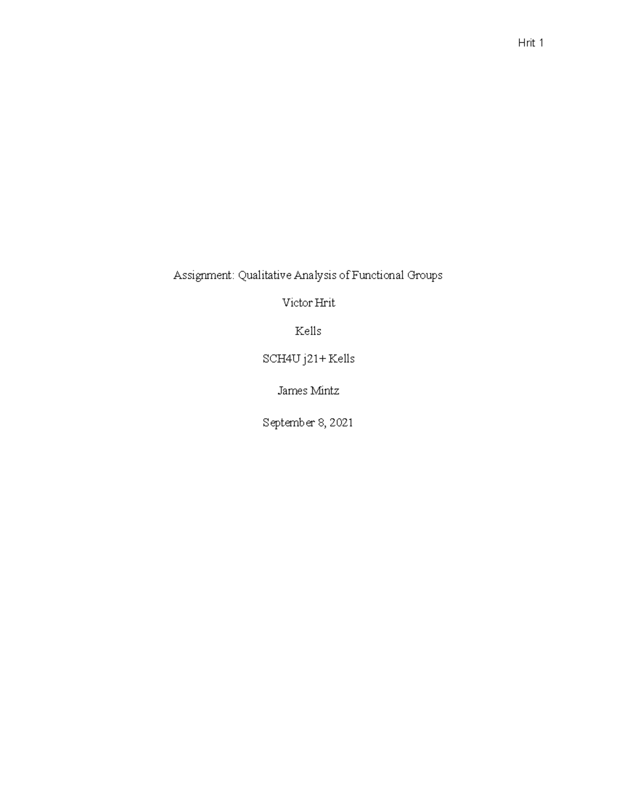 Assignment Qualitative Analysis Of Functional Groups What Is The