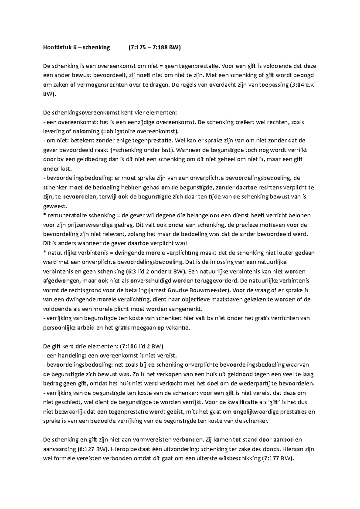 Samenvatting Bijzondere Overeenkomsten - H. 6+19 - Hoofdstuk 6 ...