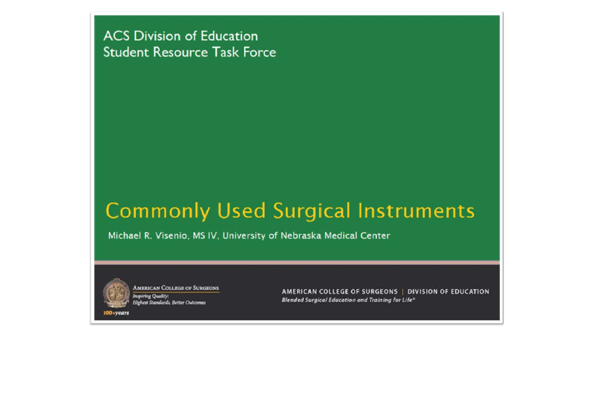 Downstudocu - Common surgical instruments used in the operating or ...