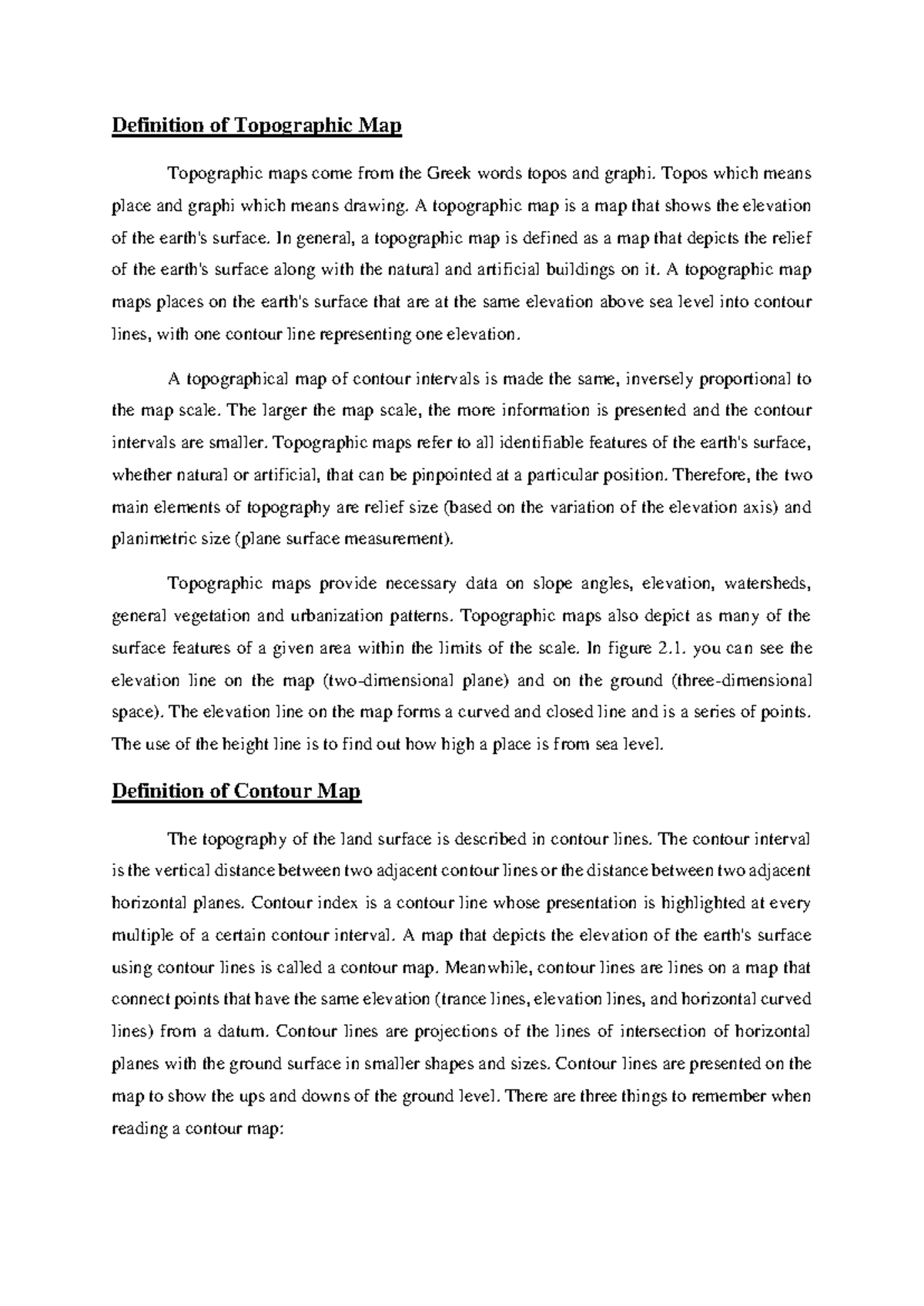 Topographic Map for Water Flow System - Definition of Topographic Map ...