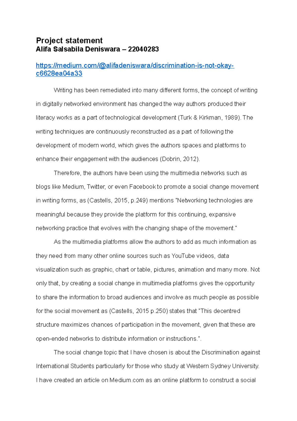 Project statement - Final Assessment - Project statement Alifa ...