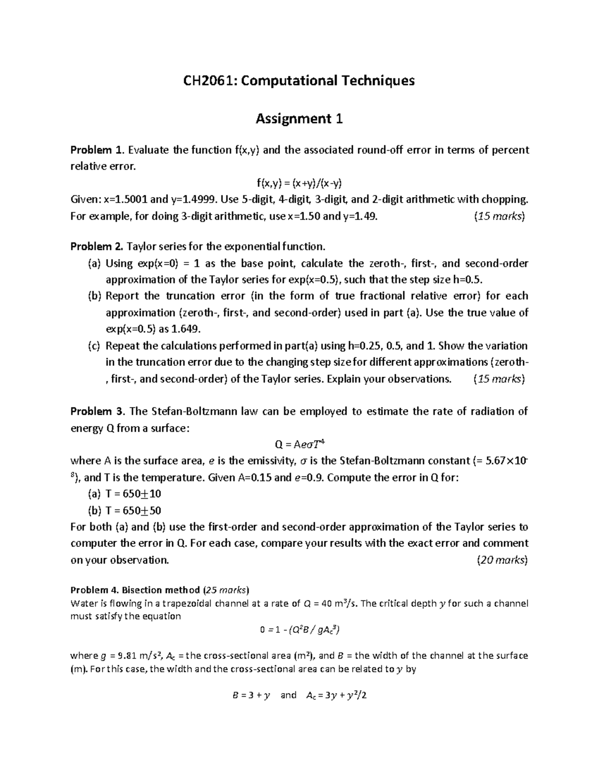 Assignment 1 - Computational techniques - Studocu