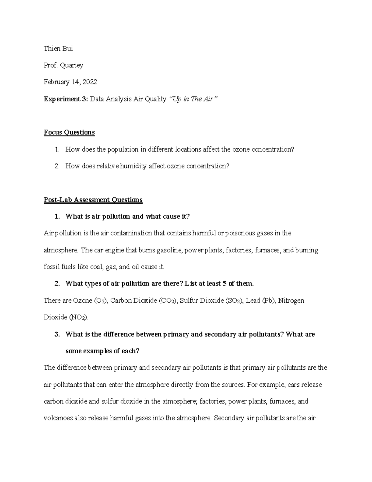 Thien Bui - Experiment 3 - Thien Bui Prof. Quartey February 14, 2022 ...