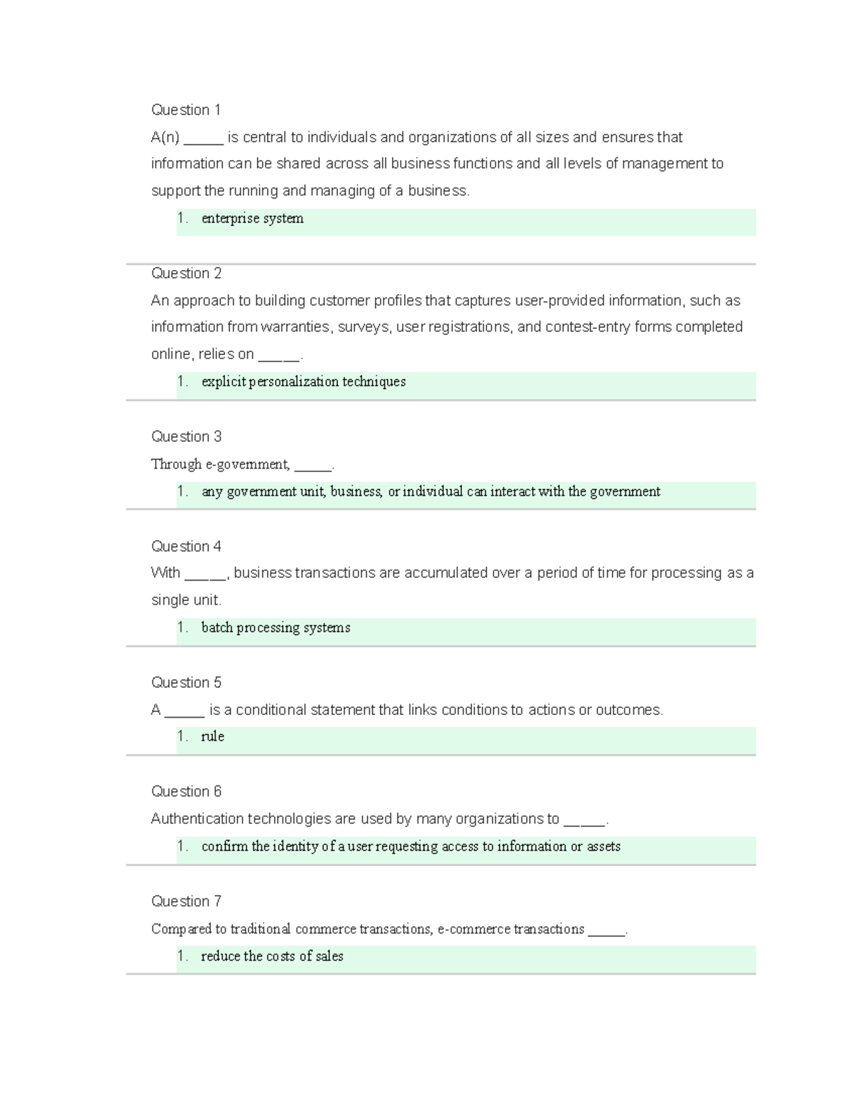 Quiz #3-Business Information - Question 1 A(n) _____ Is Central To ...