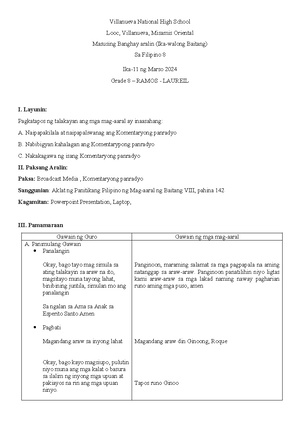 Pagsusuri NG Pelikula ( Template) - Tagoloan Community College Bachelor ...