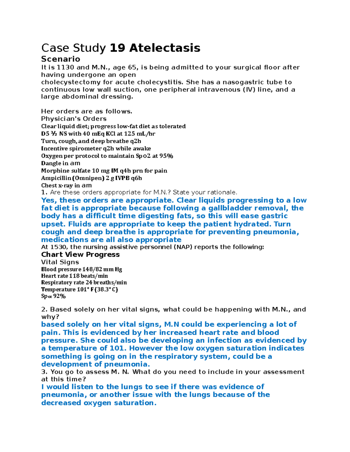 atelectasis case study quizlet