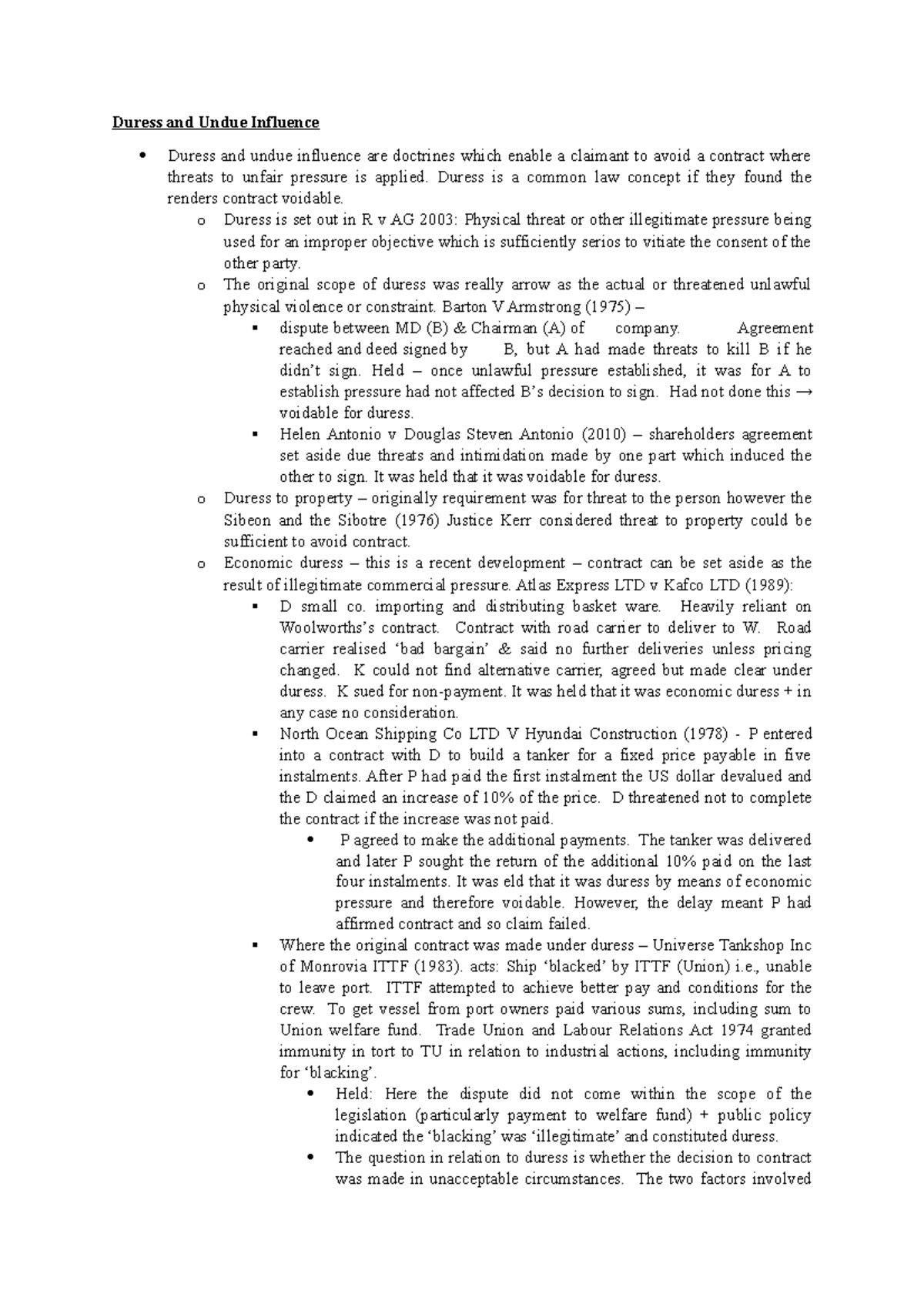 12. Duress And Undue Influence - Duress And Undue Influence Duress And ...