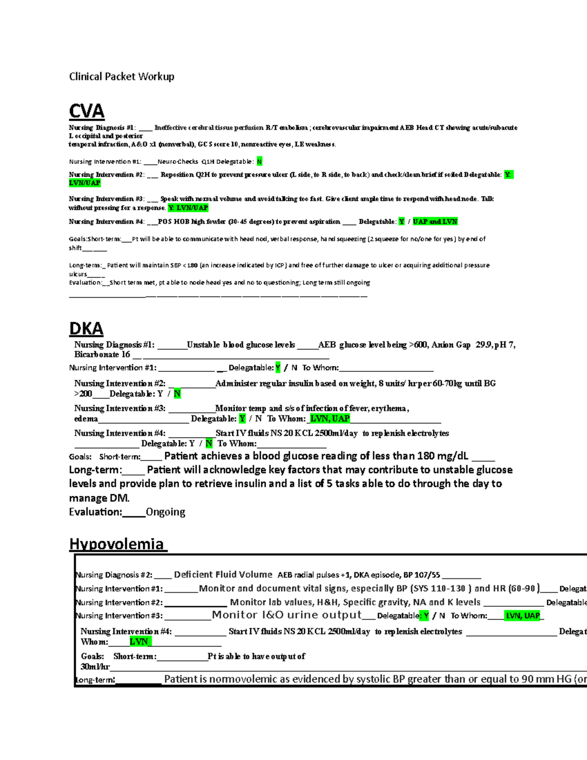 Clinical Packet Workup - ####### Clinical Packet Workup CVA Nursing ...