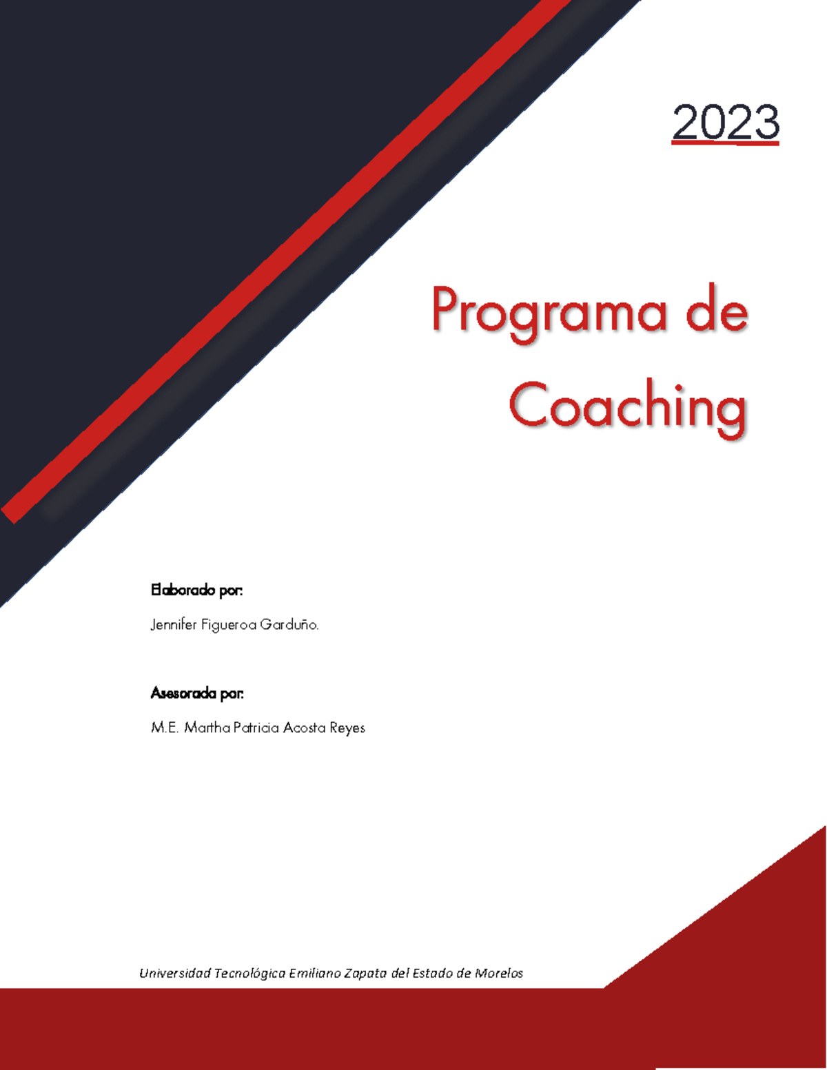 Coaching PLAN - Programa de Coaching 2023 Elaborado por: Jennifer ...