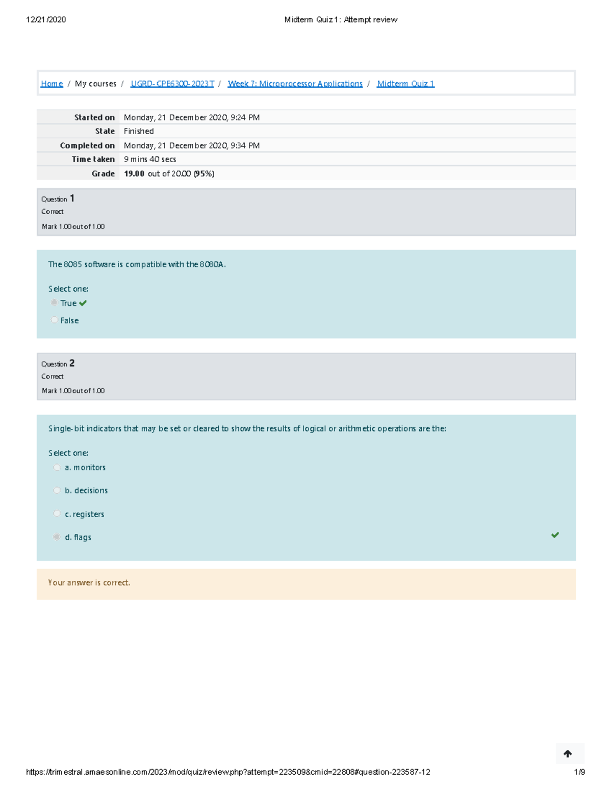 Midterm Quiz 1 Attempt Review - BS Computer Engineering - Studocu