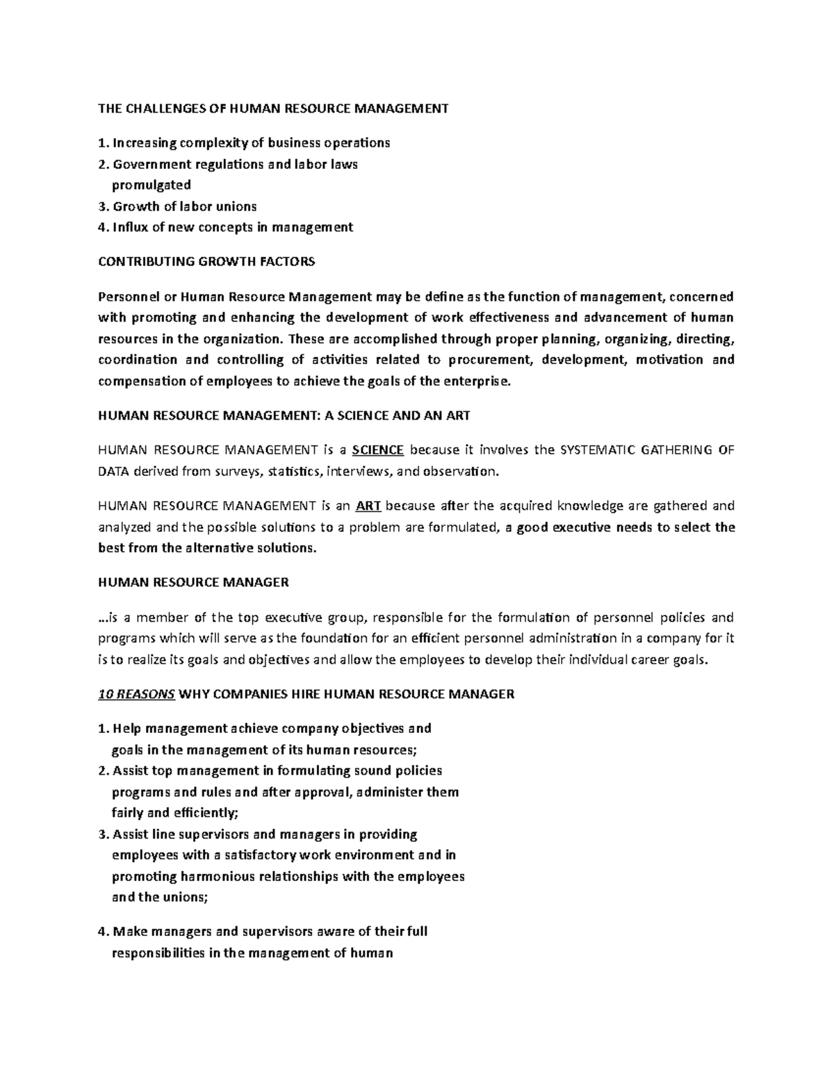 THE Challenges OF Human Resource Management - THE CHALLENGES OF HUMAN ...