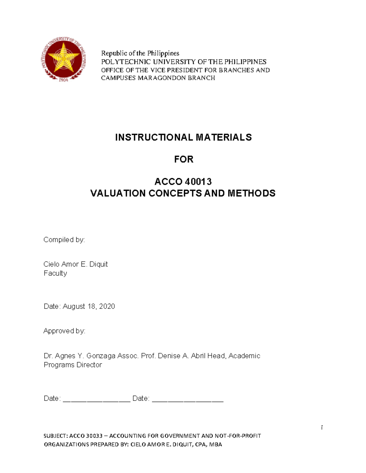 Valuation Concepts Republic Of The Philippines Polytechnic University
