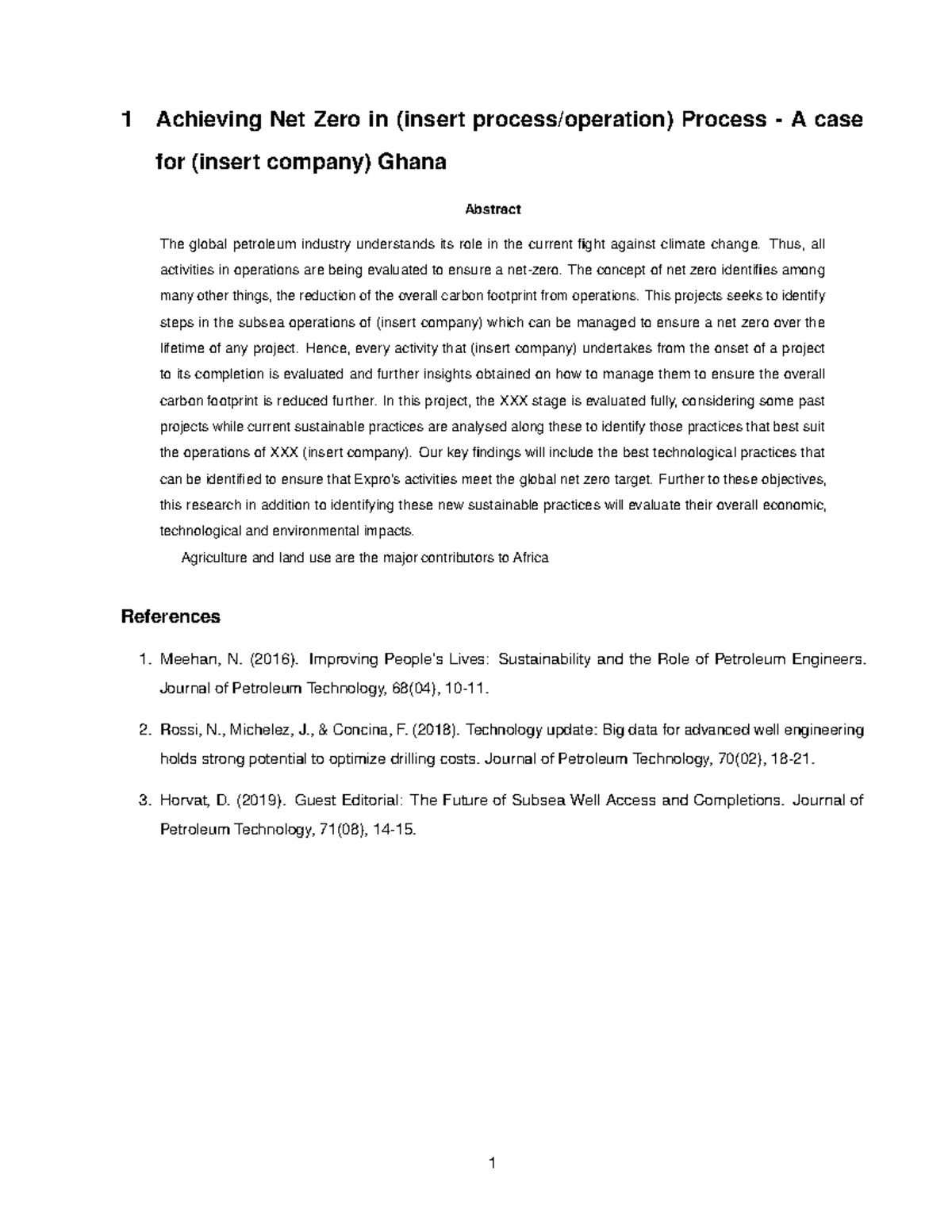 Net-zero-pet - Research ongoing for final year students. Objectives are ...