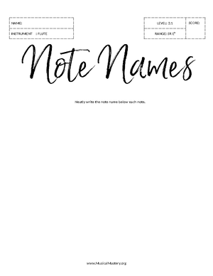 Note names sight reading eb 1 - NAME: LEVEL: 1 SCORE: INSTRUMENT ...