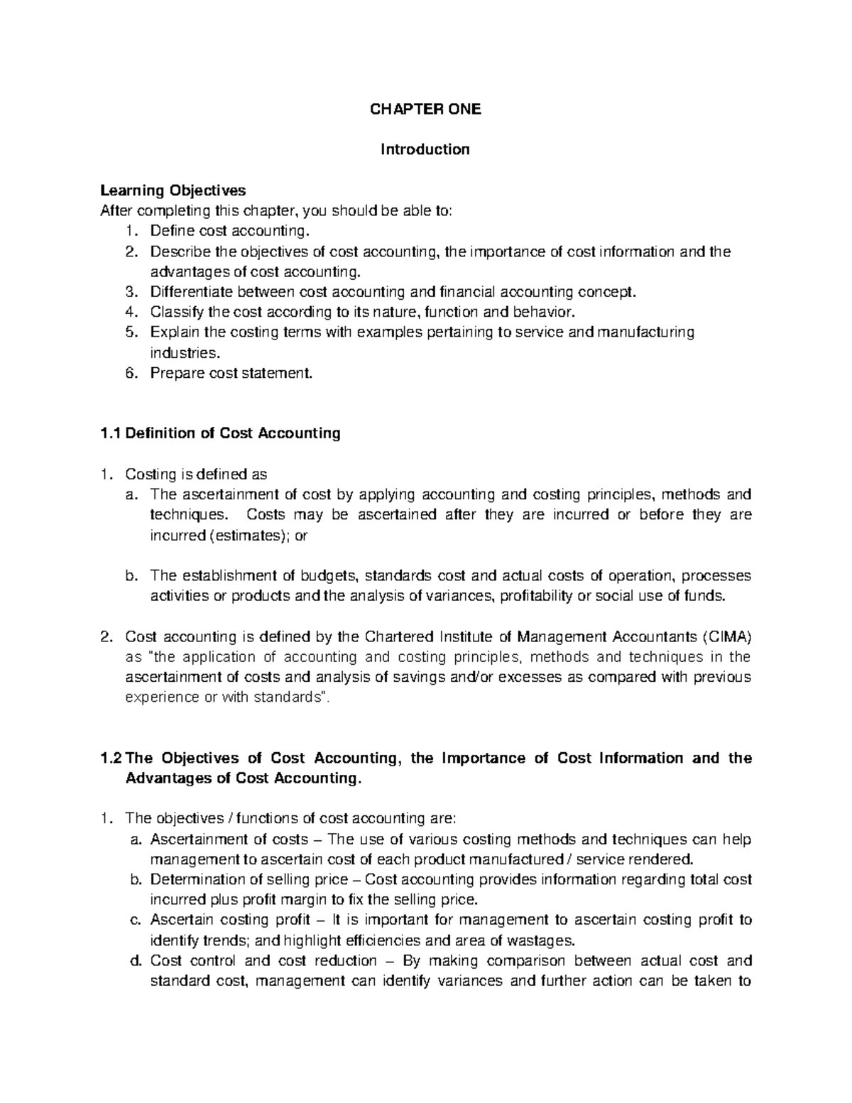 Chapter 1 - Practice - CHAPTER ONE Introduction Learning Objectives ...