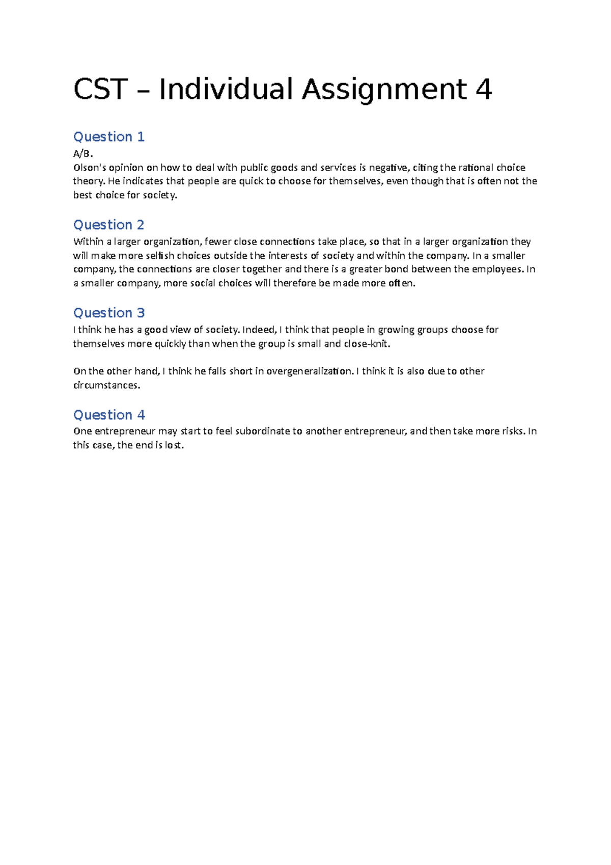 Individual Assignment Seminar 4 - CST – Individual Assignment 4 ...
