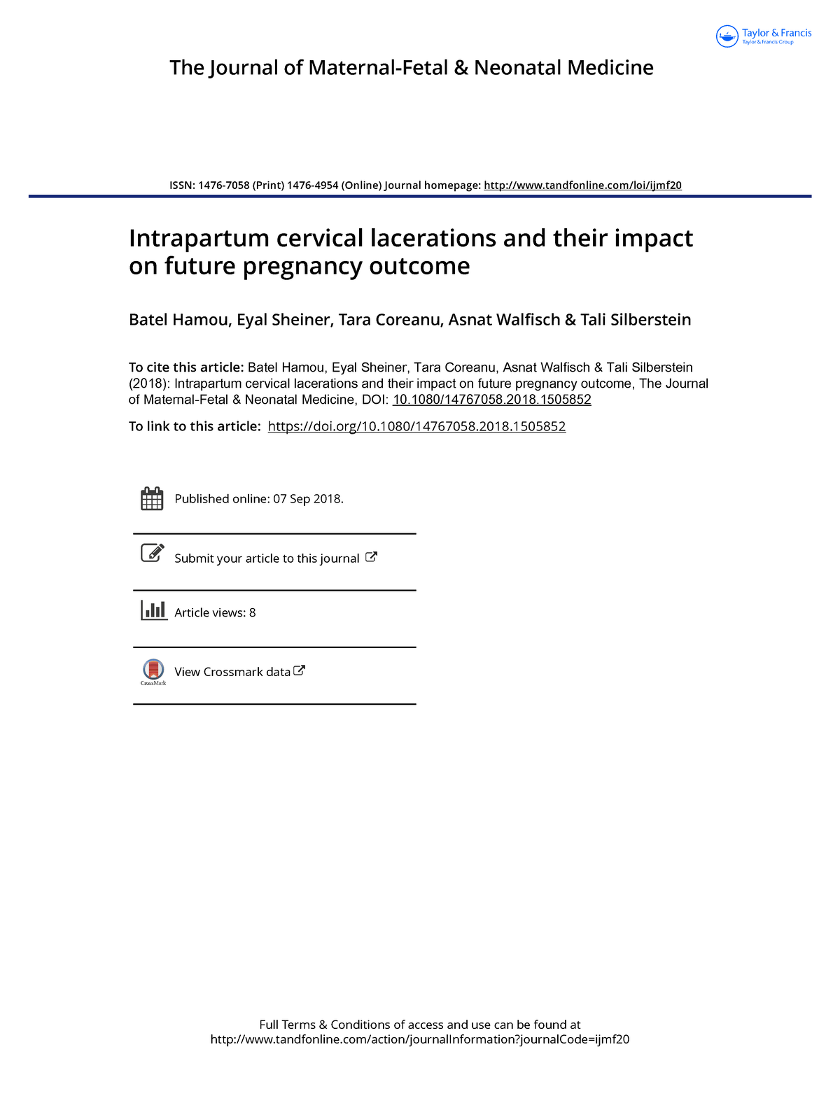 Intrapartum cervical lacerations and the removed - Full Terms ...