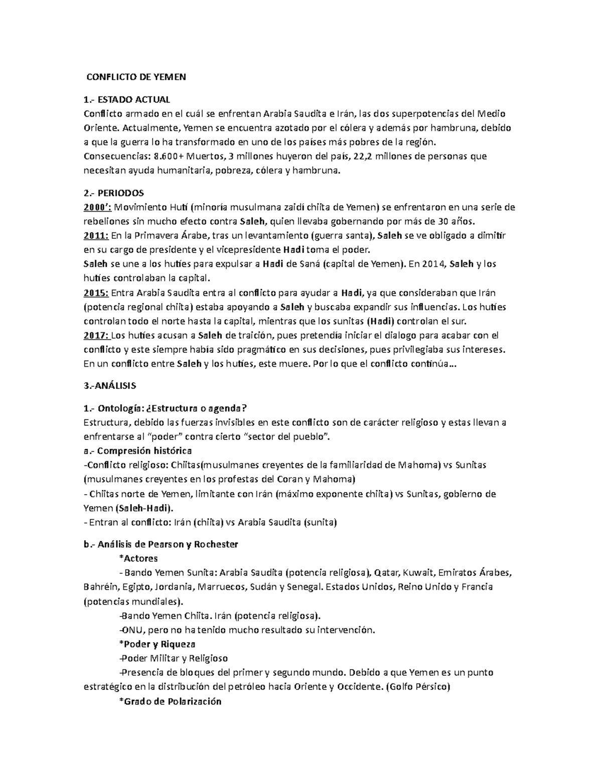 Conflicto de Yemen Relaciones Internacionales CONFLICTO DE YEMEN 1