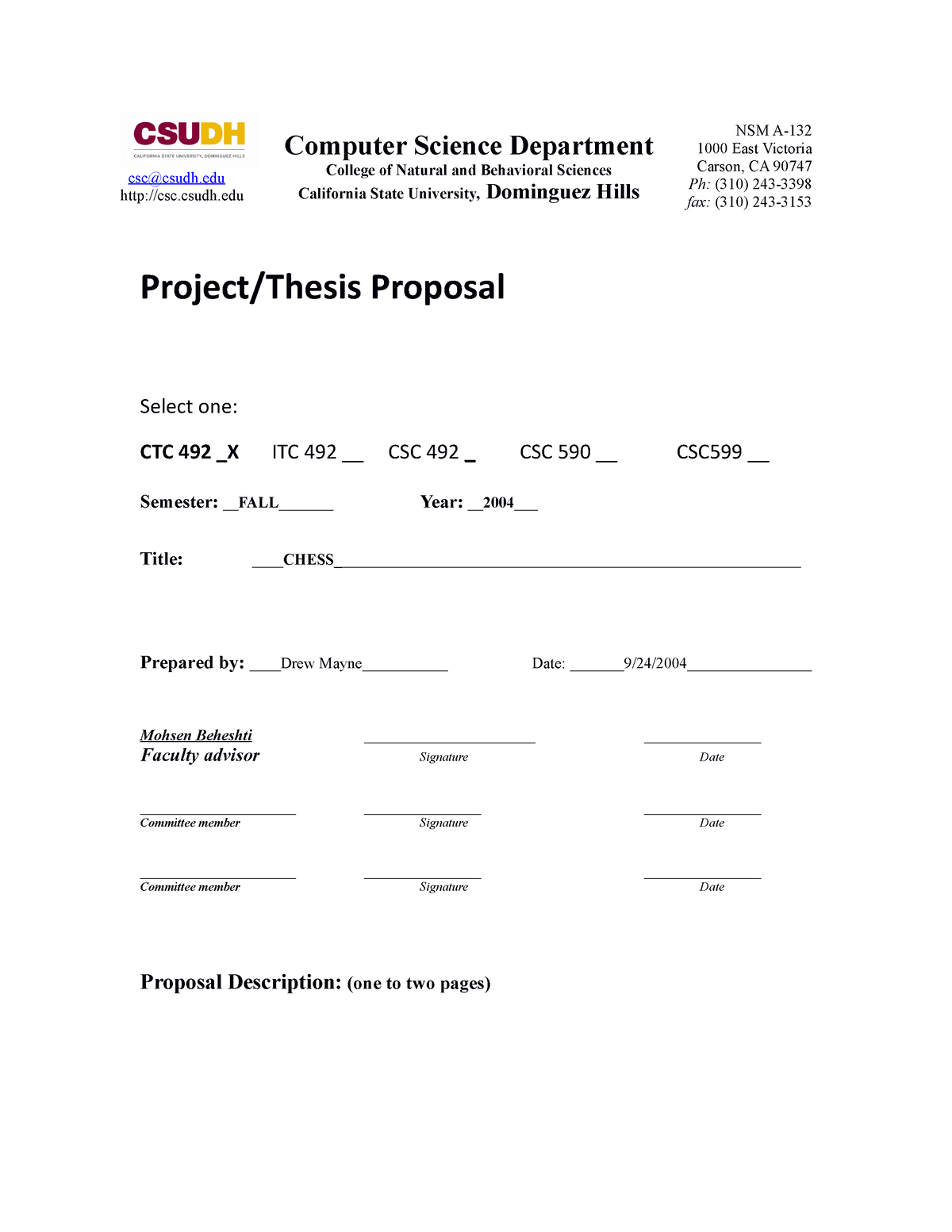 csudh thesis and project guide