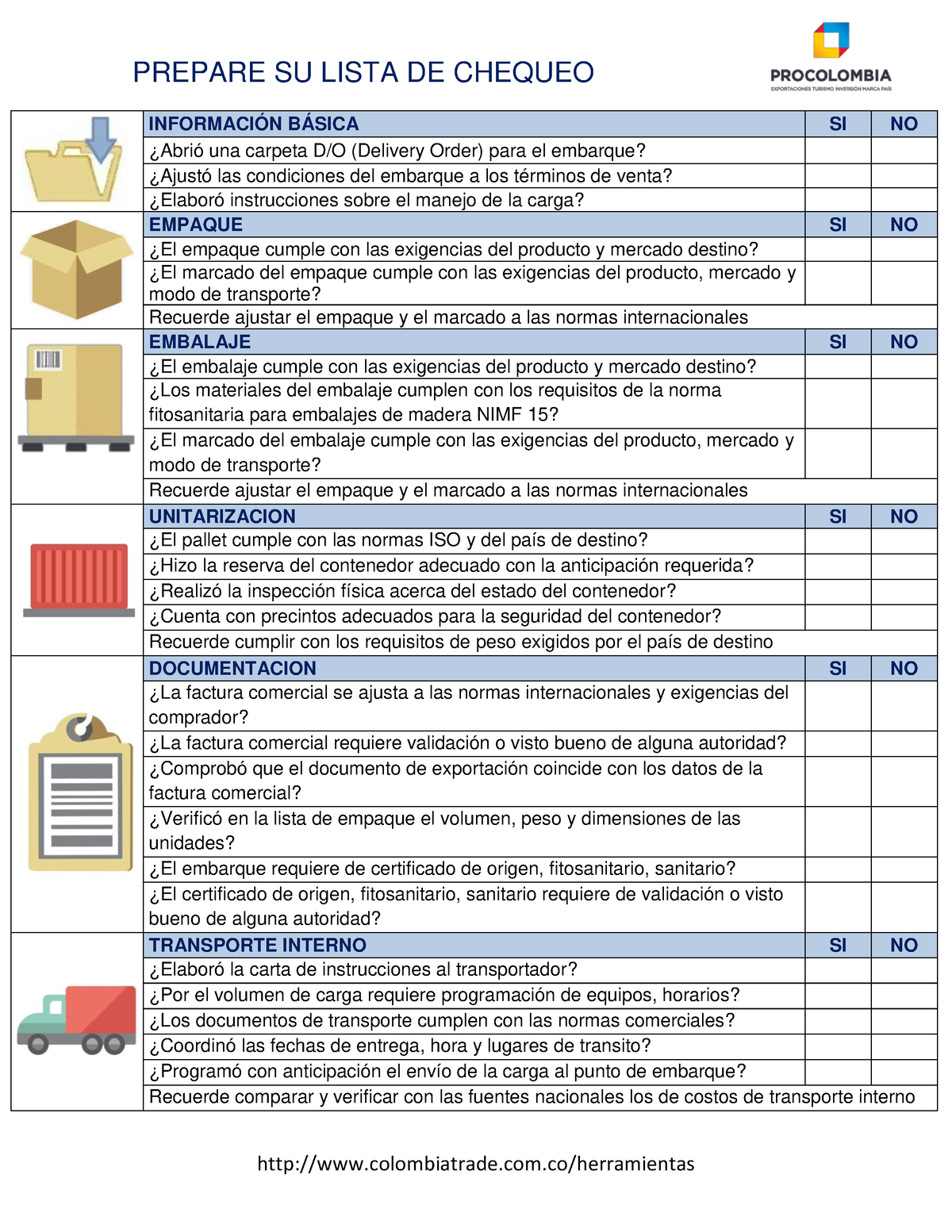 Check List Formulario Prepare Su Lista De Chequeo Colombiatrade Com