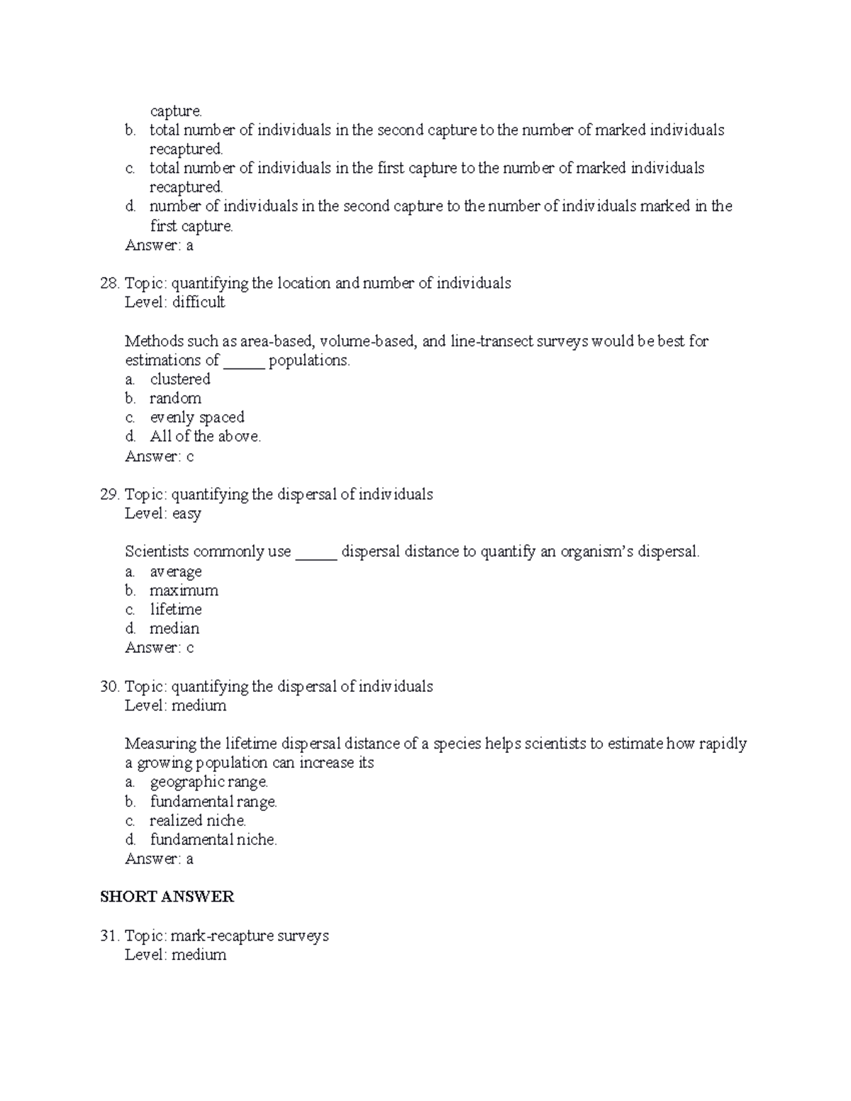 Biology Quiz-3 - Quiz Practice - Capture. B. Total Number Of ...