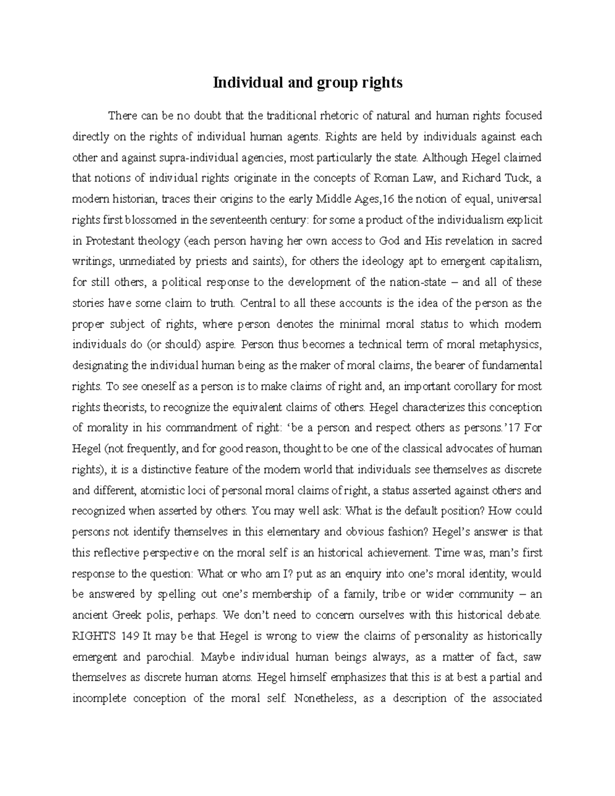 Individual and group rights - Individual and group rights There can be ...