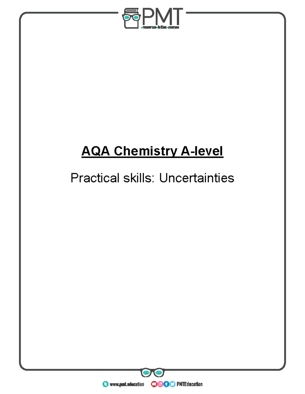 Uncertainties some stuff for practicals AQA Chemistry Alevel