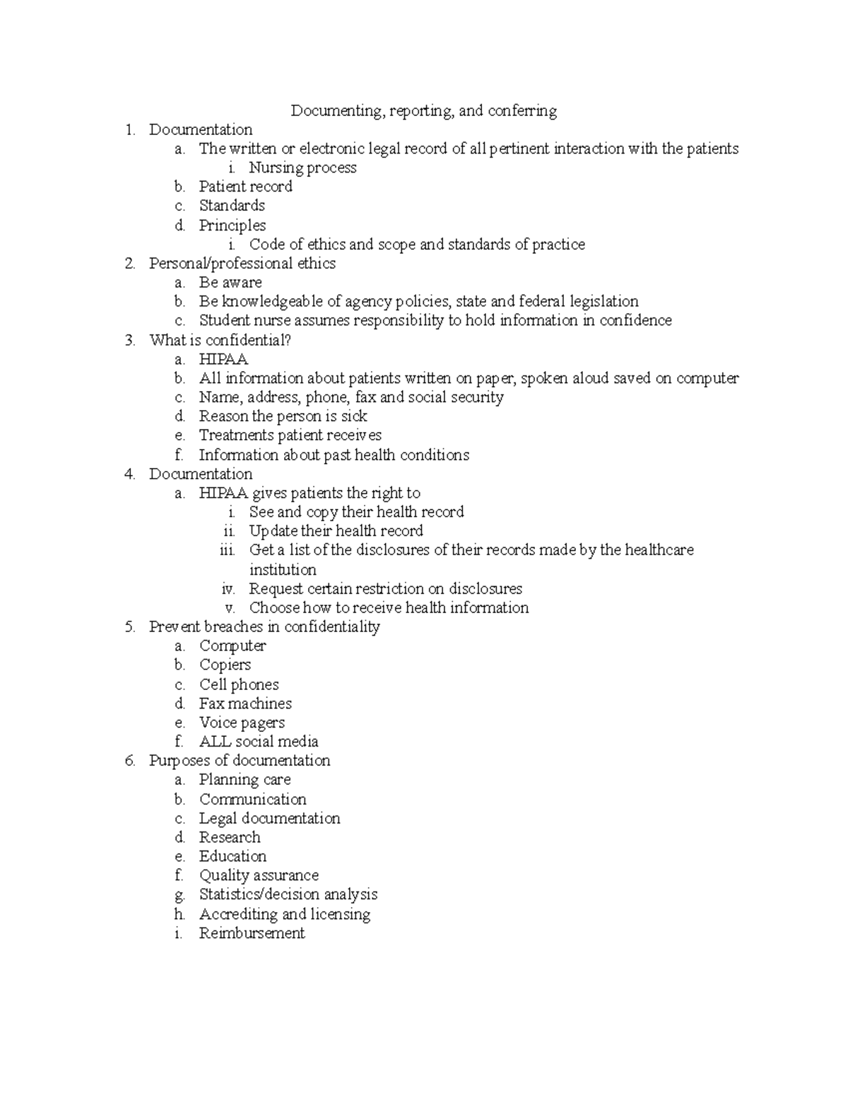 Documenting - Notes - Documenting, reporting, and conferring 1 ...