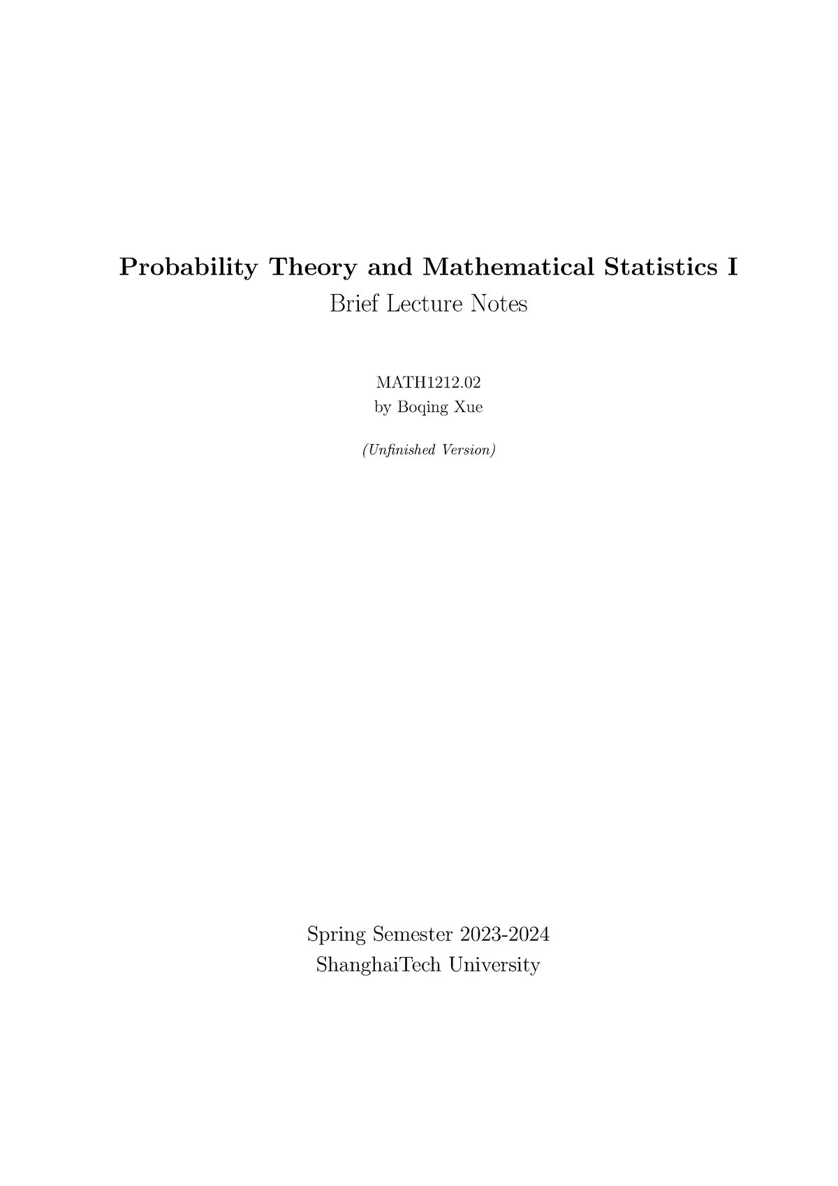 PS（Feb29） - Lecture Notes - Probability Theory And Mathematical ...