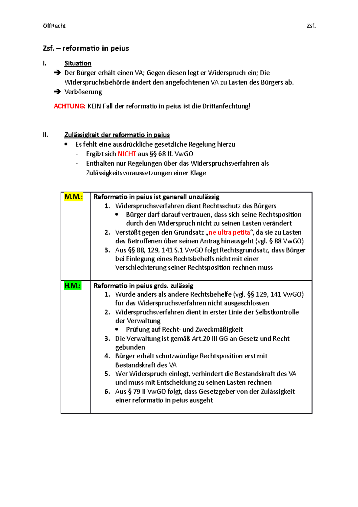 Reformatio In Peius Verwaltungsrecht Zsf.2 - reformatio in peius - ÖffRecht Zsf. Zsf. – reformatio in peius