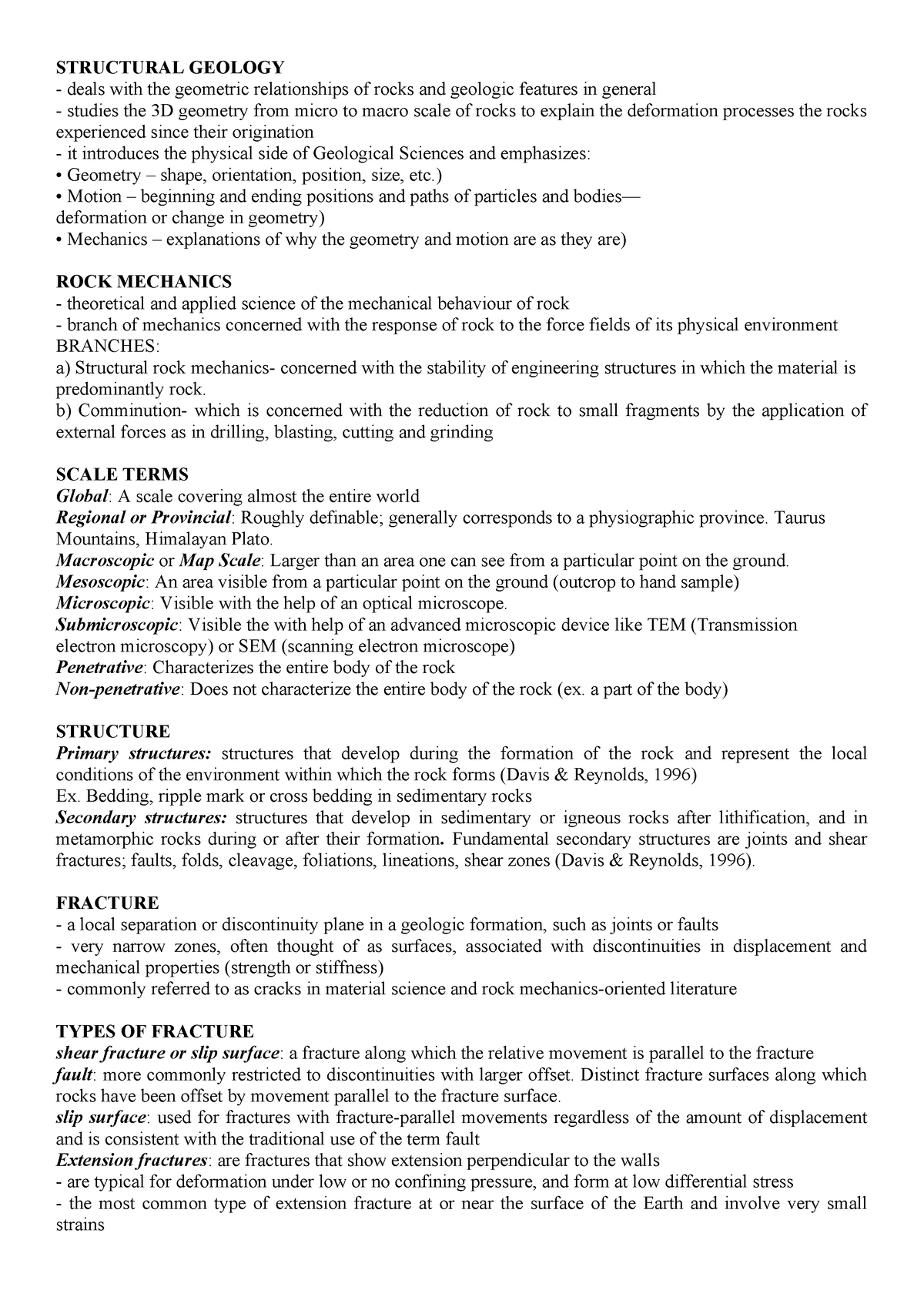 Geology- Reviewer- Finals - STRUCTURAL GEOLOGY deals with the geometric ...