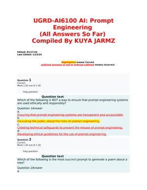 Ai Prompt Engineering - QUIZ - AI: PROMPT ENGINEERING (RED WRONG) Which ...