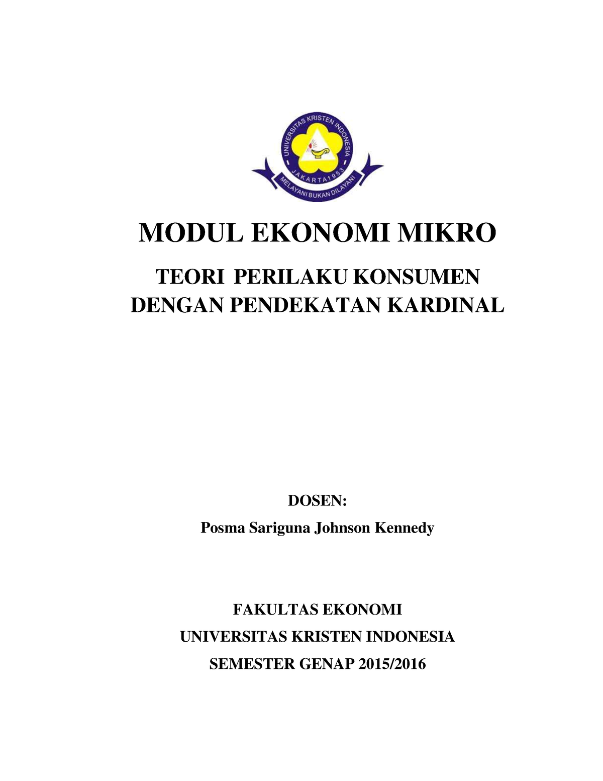 8. Modul Teori Perilaku Konsumen Kardinal 5 - MODUL EKONOMI MIKRO TEORI ...