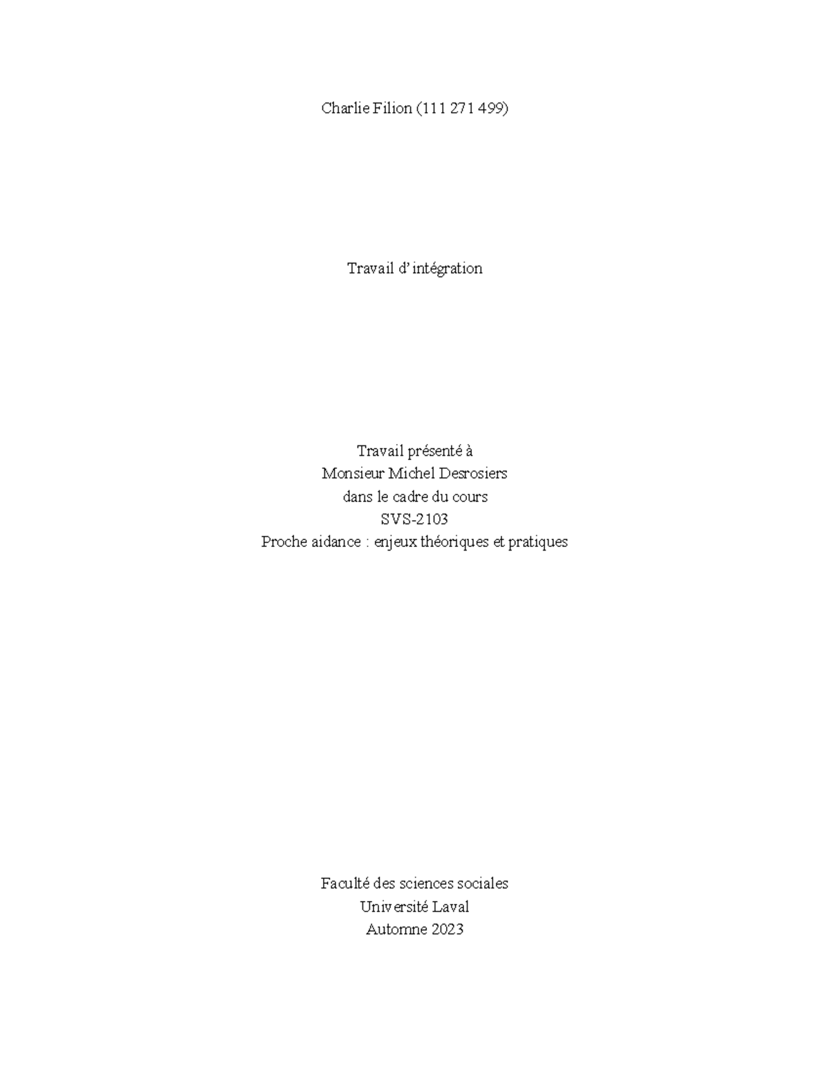 Travail d'intégration Charlie Filion - Charlie Filion (111 271 499 ...