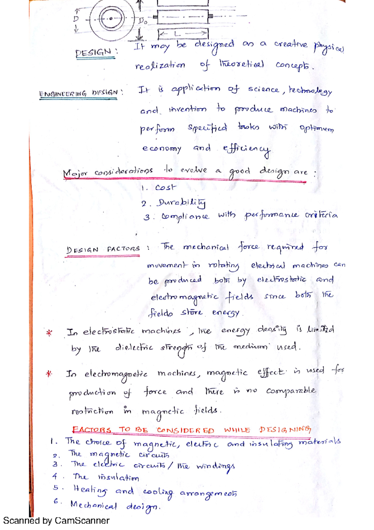 U1 16EE5201 DEM Unit 1 Hand Written Notes - design of electrical ...