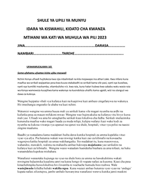 [Solved] Thibitisha Kuwa Kiswahili Ni Lugha Ya Kibantu Kwa Kutia ...