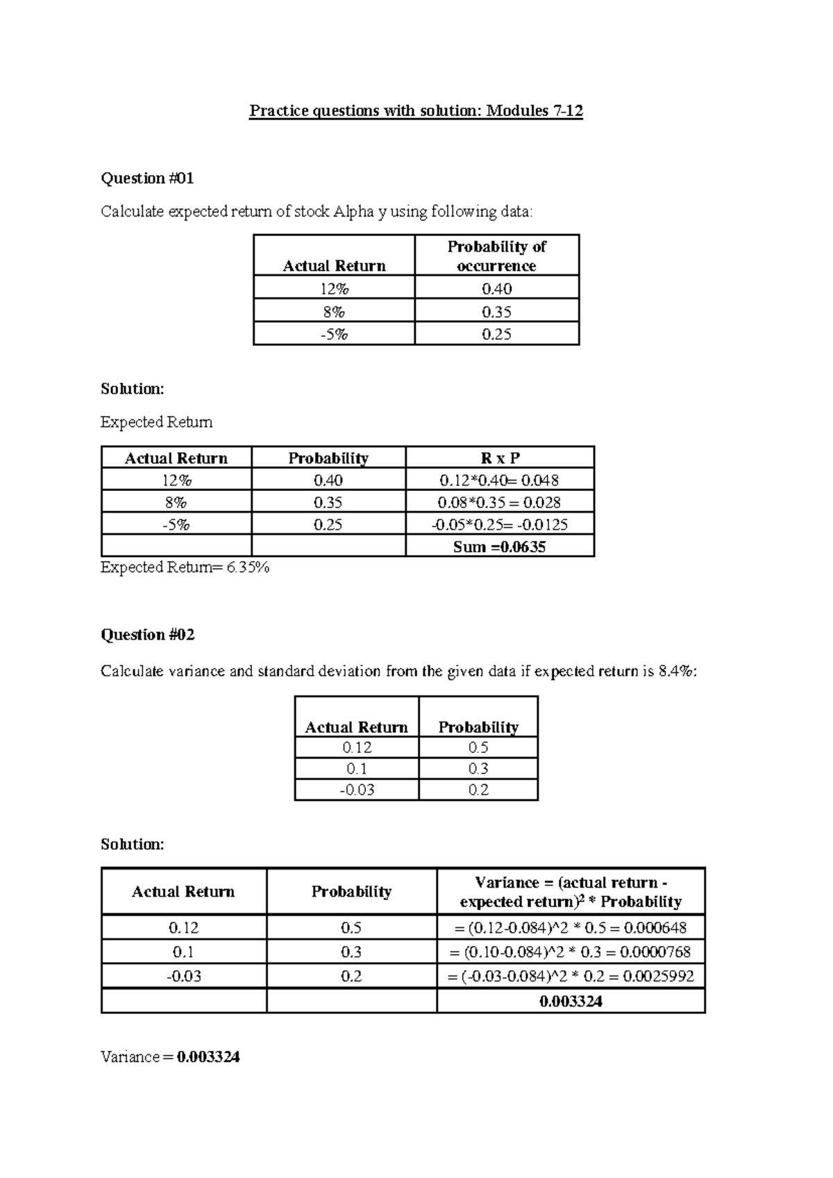 Practice questions modules 7-13 - Practice questions with solution ...
