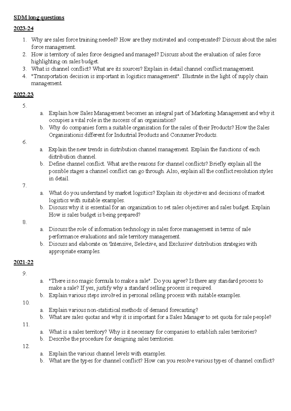 SDM long questions - Syllabus - SDM long questions 2023 - 24 1. Why are ...