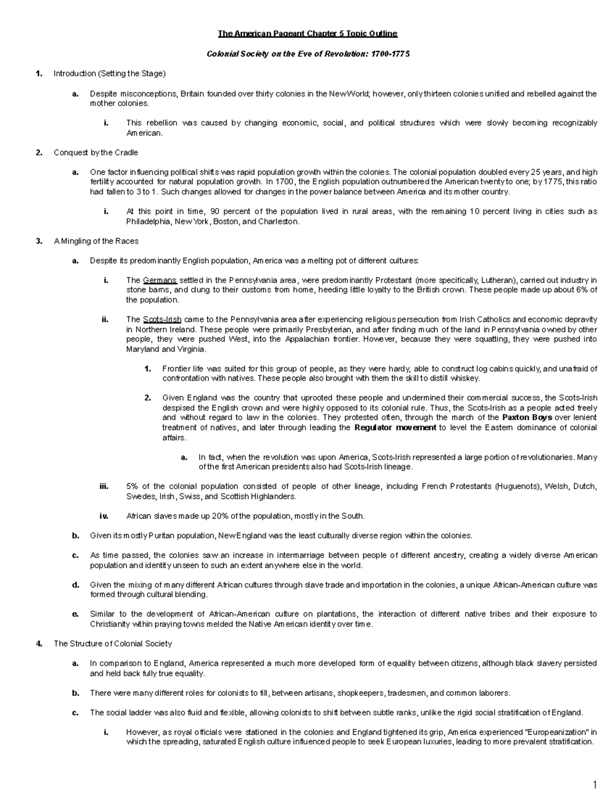 Apush Chapter 5 Topic Outline The American Pageant Chapter 5 Topic 