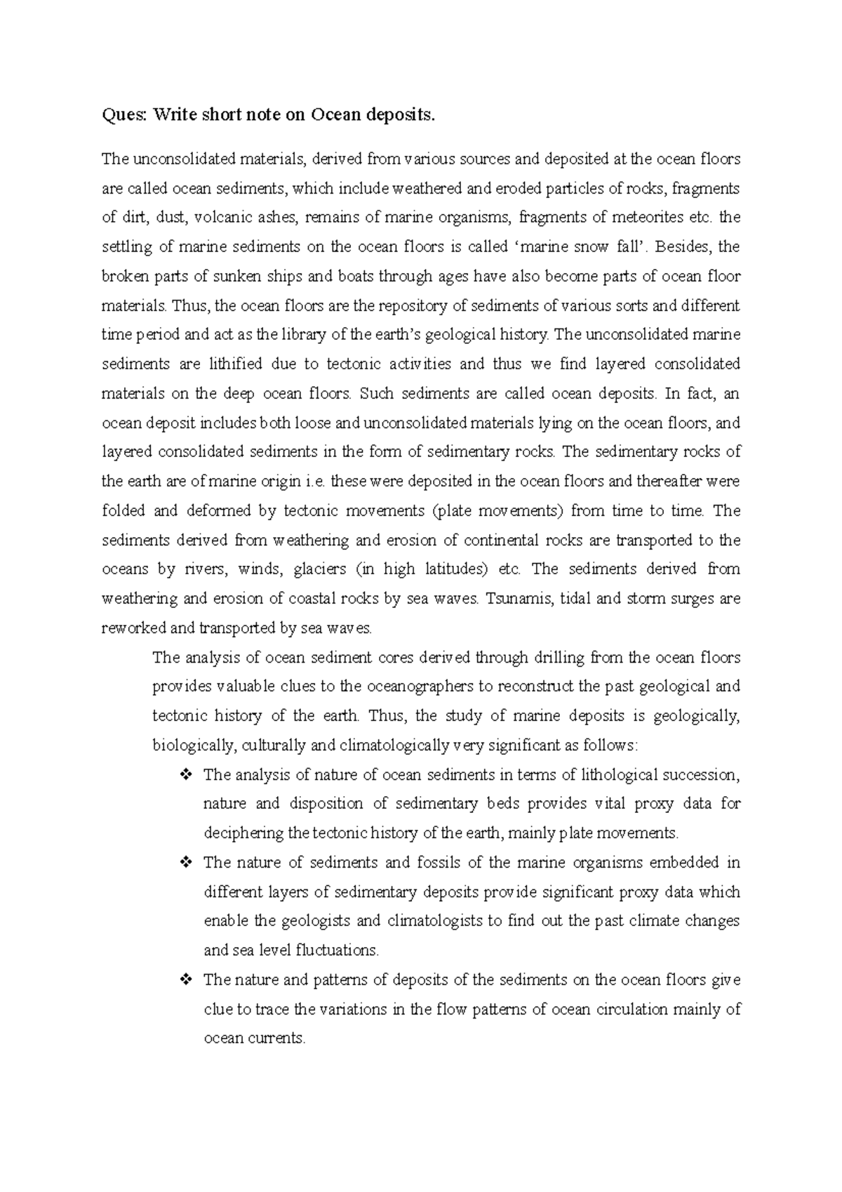 note-on-ocean-deposits-it-includes-diagrams-ques-write-short-note