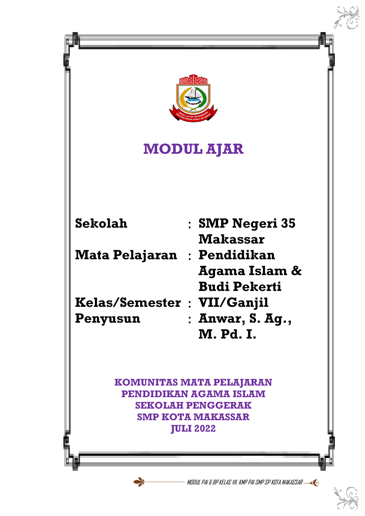 Modul Ajar Bab 1 Kls 7 Sem 1 - MODUL AJAR Sekolah : SMP Negeri 35 ...